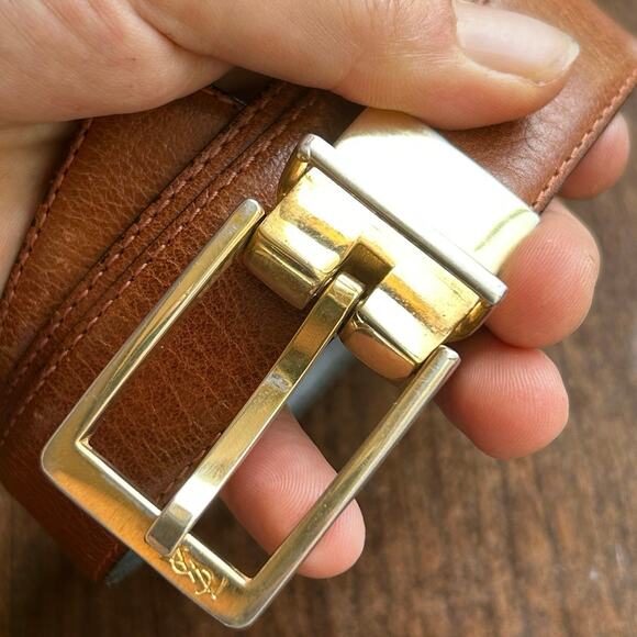 Saint Laurent (YSL) Reversible leather gold-tone buckle black & brown 30-34” - Picture 1 of 9
